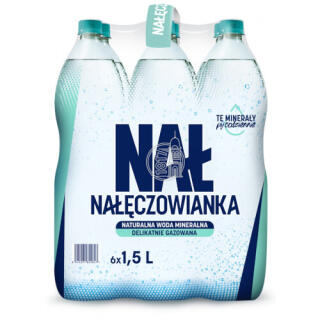 Nałęczowianka 1,5L x 6 sztuk, woda mineralna, w butelkach PET delikatnie gazowana