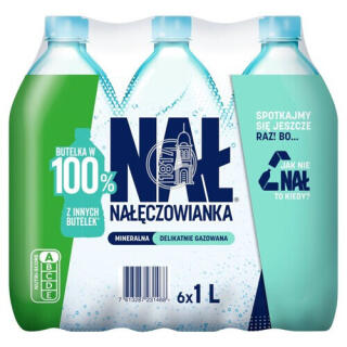 Nałęczowianka 1L x 6 sztuk, woda mineralna, w butelkach PET delikatnie gazowana