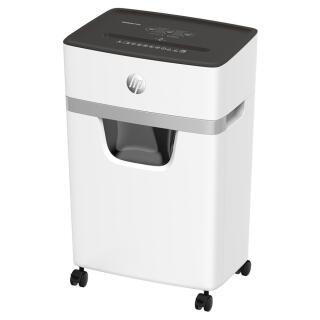 Niszczarka HP OneShred 15CC, tnie do 15 kartek na ścinki, mobilna do małego biura, jasnoszara ścinki 4 x 35 mm