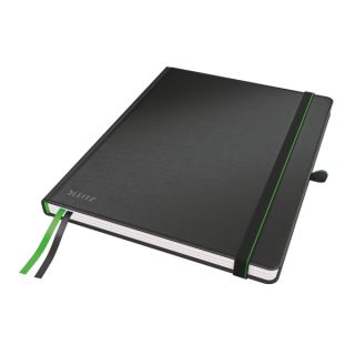 Notatnik Leitz Complete B5, format iPad'a, 80 kartek w kratkę, oprawa skóropodobna z gumką czarny