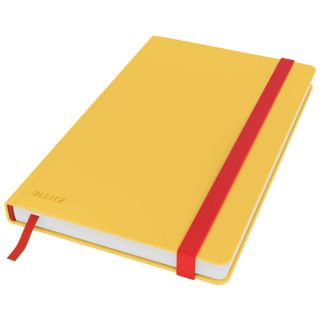 Notatnik Leitz Cosy Soft Touch A5, 96 kartek w kratkę, twarda okładka z gumką ciepły żółty