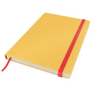 Notatnik Leitz Cosy Soft Touch B5, 96 kartek w kratkę, twarda okładka z gumką ciepły żółty