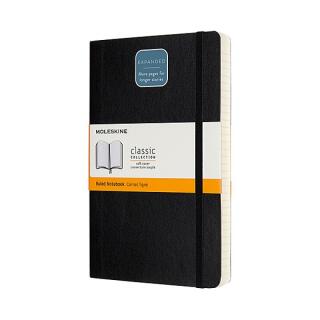 Notes Moleskine Classic L 13x21 cm, 400 stron w linie, miękka oprawa z gumką czarny