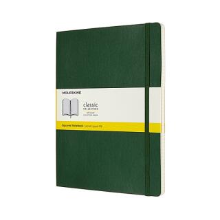 Notes Moleskine Classic XL 19x25 cm, 192 strony w kratkę, miękka oprawa z gumką myrtle green