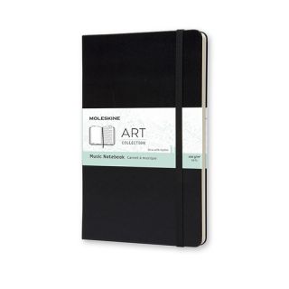 Notes Moleskine Music Notebook L 13x21 cm, 192 strony w pięciolinie, twarda oprawa z gumką czarny