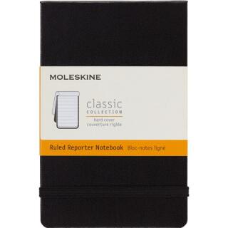 Notes reporterski Moleskine Classic Reporter P 9x14 cm, 192 strony w linie, twarda oprawa, otwierany od góry czarny