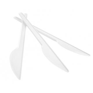 Noże plastikowe Office Products 17 cm, białe sztućce jednorazowe 100 sztuk