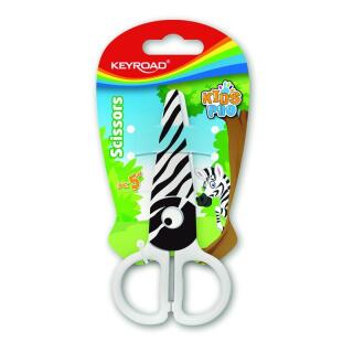 Nożyczki bezpieczne KEYROAD Kids Pro 12,2 cm, z nadrukiem zwierzęcia biało - czarne