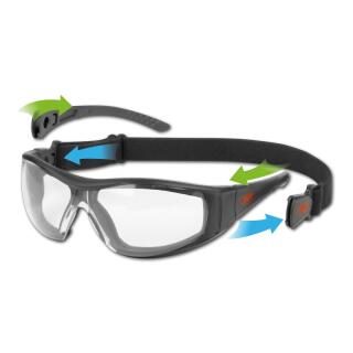 Okulary ochronne JSP Stealth Hybrid, zestaw z paskiem, gogle bezbarwne soczewki