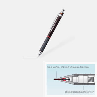 Ołówek automatyczny z gumką i miękkim uchwytem Rotring Tikky precyzyjny, grafit 0.5 mm bordowa obudowa