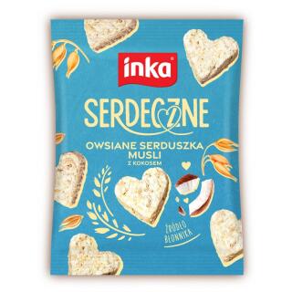 Owsiane serduszka musli z kokosem Inka Serdeczne, ciasteczka zbożowe 15 x 50 g