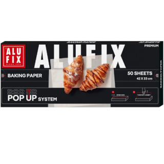 Papier do pieczenia ALUFIX Pop-Up 33 x 42 cm, opakowanie z dozownikiem 50 arkuszy