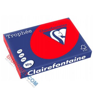 Papier kolorowy Clairefontaine Trophee A4/80g, 500 arkuszy, intensywny czerwień koralowa