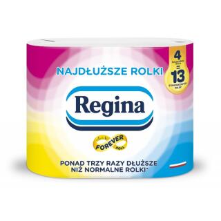 Papier toaletowy 2-warstwowy Regina Najdłuższe Rolki 47 m, standardowe rolki z celulozy 4 rolki x 430 listków