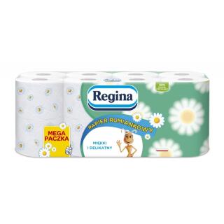 Papier toaletowy 3-warstwowy Regina Rumiankowy 18 m, standardowe rolki z celulozy 16 rolek x 150 listków