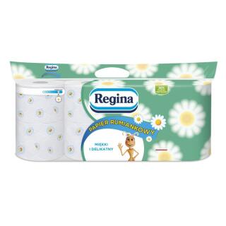 Papier toaletowy 3-warstwowy Regina Rumiankowy 18 m, standardowe rolki z celulozy 8 rolek x 150 listków