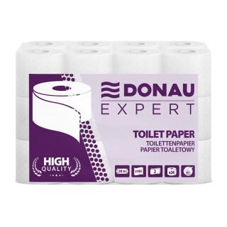 Papier toaletowy biały standardowe rolki Donau EXPERT 185 listków, 2-warstwowy celulozowy 24 rolki x 20 m