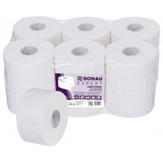 Papier toaletowy celulozowy do podajników Donau EXPERT Jumbo, biały 2-warstwowy 12 rolek x 100 m