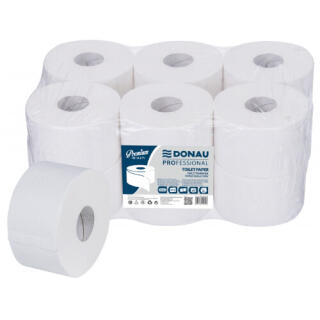 Papier toaletowy celulozowy do podajników Donau PROFESSIONAL Jumbo Premium, biały 2-warstwowy 12 rolek x 63 m
