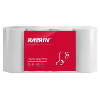 Papier toaletowy Katrin 104749, standardowy biały papier celulozowy, 2-warstwowy 8 rolek x 23 m