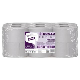 Papier toaletowy szary 1-warstwowy do podajników Donau EXPERT Jumbo, makulaturowy 12 rolek x 120 m