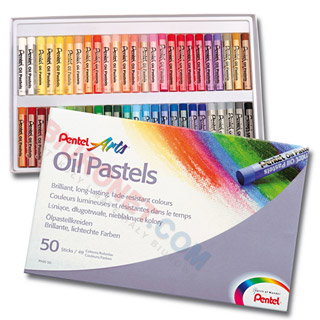 Pastele olejne Pentel Arts Oil Pastels 49 kolorów (2 x biały)