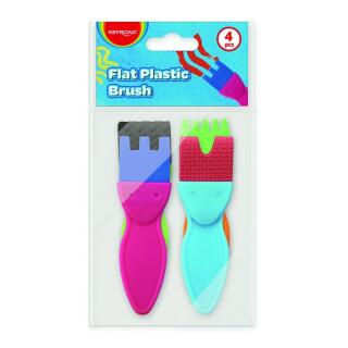 Pędzle kreatywne piankowe KEYROAD Flat Brush, różne kształty 4 sztuki