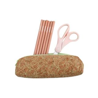 Piórnik kosmetyczka na suwak ECONOVO 20 x 5 x 6 cm, korkowa naturalny