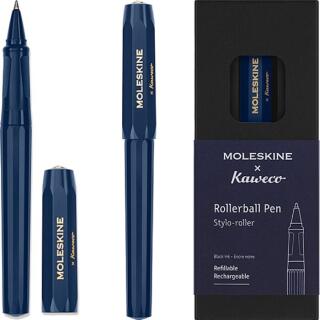 Pióro kulkowe ze skuwką w ekskluzywnym etui Moleskine x Kaweco, końcówka 0,7 mm niebieskie