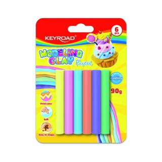 Plastelina okrągła KEYROAD Pastel Modeling Clay 6 x 15 g, kolory pastelowe 6 kolorów