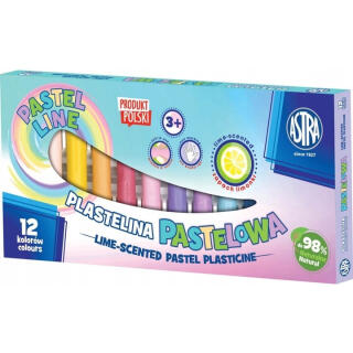 Plastelina zapachowa okrągła Astra Pastel Line, pastelowe kolory, niebrudząca 12 kolorów