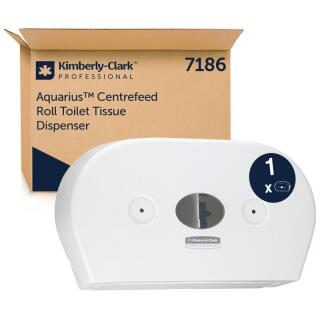 Podajnik centralnego dozowania papieru toaletowego Kimberly-Clark Aquarius 7186, podwójny do dużych rolek biały