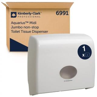Podajnik papieru toaletowego Kimberly-Clark Aquarius Midi Jumbo Non-Stop 6991, do dużych rolek biały