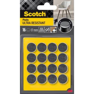 Podkładki filcowe Scotch Ultra Resistant, okrągłe 17 mm, samoprzylepne, szare 16 sztuk