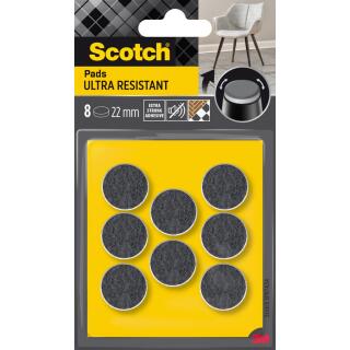 Podkładki filcowe Scotch Ultra Resistant, okrągłe 22 mm, samoprzylepne, szare 8 sztuk