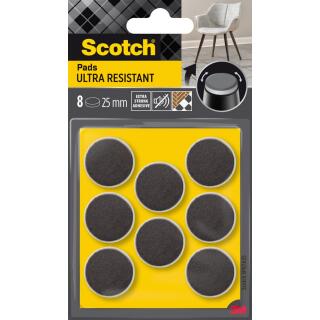 Podkładki filcowe Scotch Ultra Resistant, okrągłe 25 mm, samoprzylepne, szare 8 sztuk