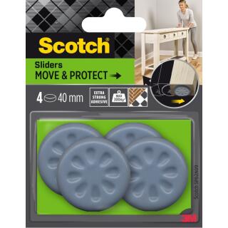 Podkładki ochronno-ślizgowe Scotch Move & Protect, okrągłe 40 mm, samoprzylepne, szare 4 sztuki