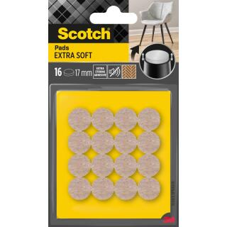 Podkładki wełniane Scotch Extra Soft, okrągłe 17 mm, samoprzylepne, beżowe 16 sztuk