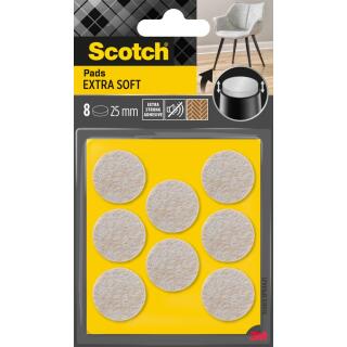 Podkładki wełniane Scotch Extra Soft, okrągłe 25 mm, samoprzylepne, beżowe 8 sztuk