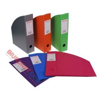 Pojemnik skośny na dokumenty Biurfol New Colorus A4 10 cm, kartonowy powlekany wytrzymała grubą folią srebrny