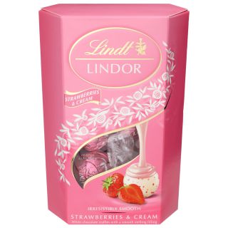 Praliny Lindt Lindor Cornet Strawberry, czekoladki z nadzieniem truskawkowym 200 g