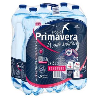 Primavera 1,5L x 6 sztuk, woda źródlana, w butelkach PET gazowana