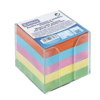 Przybornik plastikowy na kostkę karteczek nieklejonych Donau, papierowy notes kolorowy 83 x 83 x 75 mm transparentny