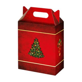 Pudełko świąteczne 13 x 19 x 22 cm, czerwone, ozdobny karton na prezent pojemność 6L