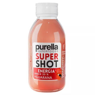 Purella SuperShot Energia 100 ml, naturalny napój imbirowy z guaraną, niacyną, magnezem i witaminą B6, bez cukru 12 sztuk