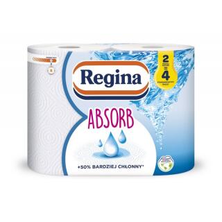 Ręcznik papierowy 3-warstwowy Regina Absorb, kuchenny biały papier celulozowy 2 rolki x 200 listków