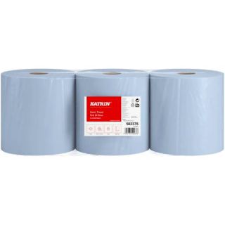 Ręcznik papierowy w roli niebieski 1-warstwowy do podajników Katrin Basic Roll M Blue 502376, makulaturowy 3 rolki x 150 m
