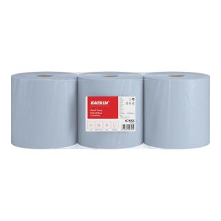 Ręcznik papierowy w roli niebieski 1-warstwowy do podajników Katrin M1 97555, makulaturowy 3 rolki x 300 m