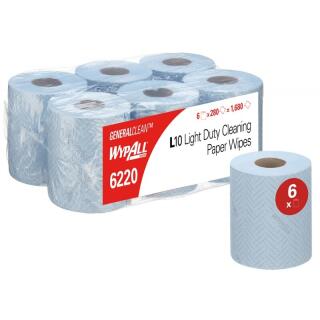 Ręczniki papierowe w rolce centralnie odwijane Kimberly-Clark WyPall L10 General Clean 6220, niebieskie 1-warstwowe 6 rolek x 280 listków