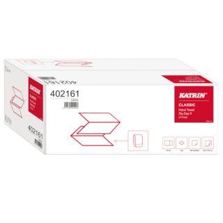 Ręczniki składane Katrin PLUS Zig Zag 402161 typu V, biały papier celulozowo - makulaturowy, 1-warstwowe, do dozowników 20 x 200 listków